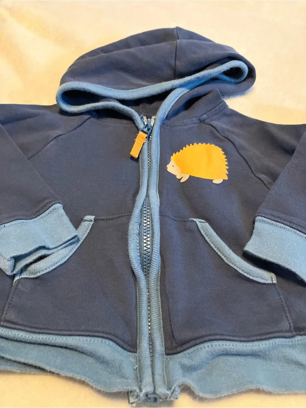 Baby 3-Piece Set - Navy Hedgehog Hoodie, Gray Bodysuit, Navy Pants